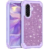 LONTECT for Galaxy A37 5G Case Glitter Sparkly Bling 3 in 1 Shockproof Heavy Duty Hybrid Sturdy High Impact Protective Cover Case for Samsung Galaxy A37,Shiny Purple