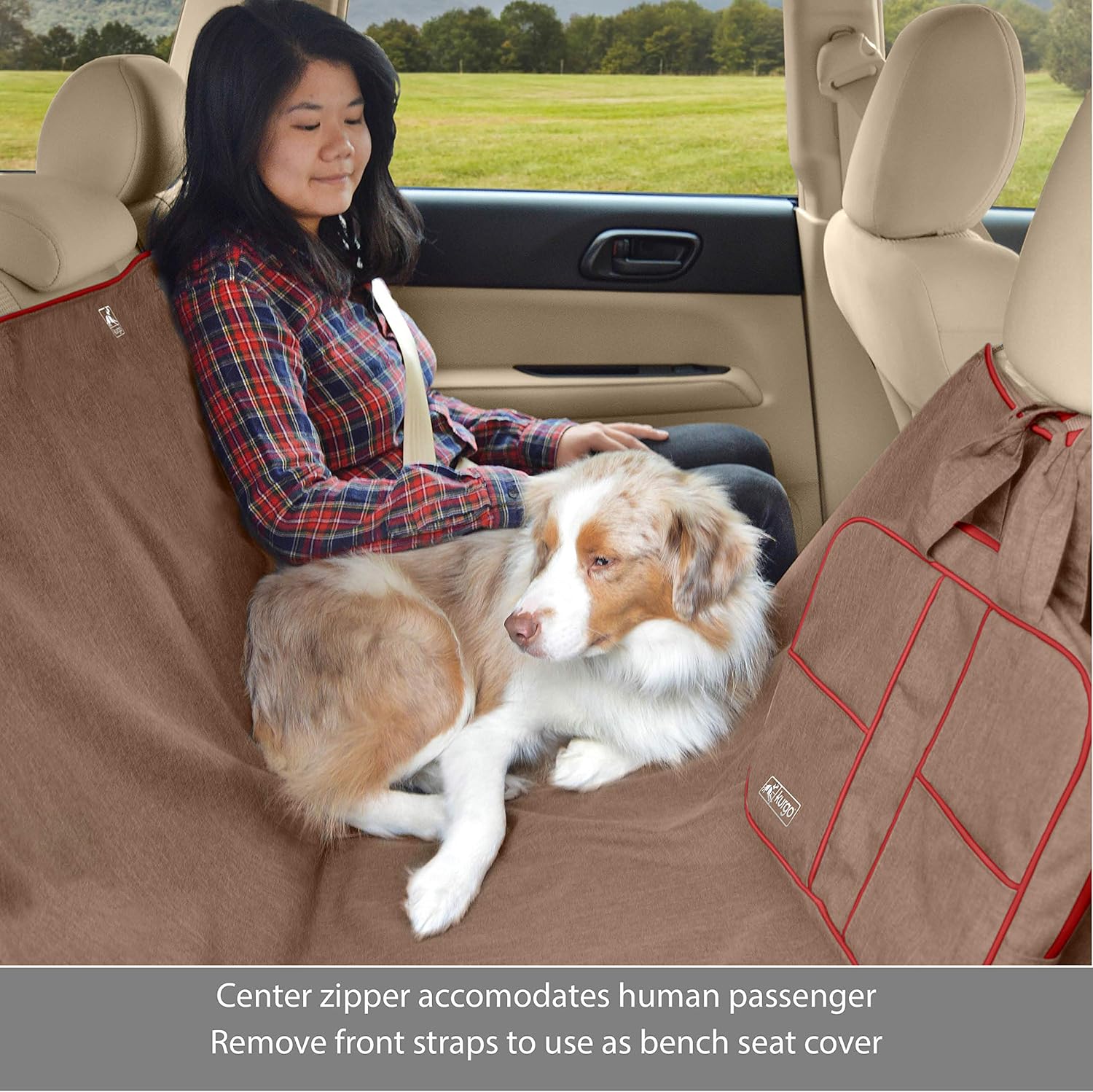 Kurgo Heather Hammock, Dog Car Seat Protector, Waterproof & Stain-Resistant, Secure Fit, Nutmeg, Heather Nutmeg, 55" Wide - Image 4