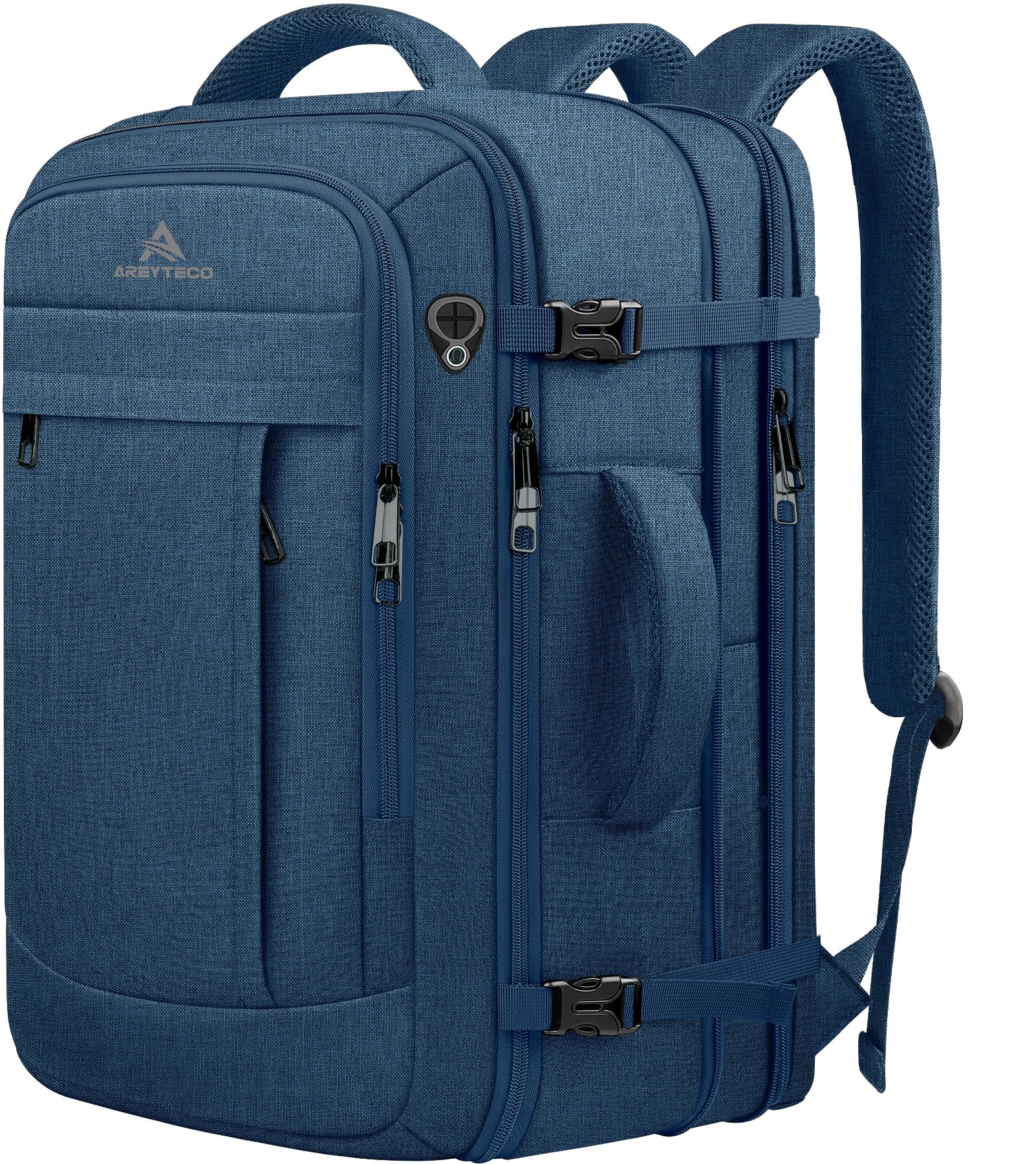 Photo 1 of AREYTECO Large Travel Laptop Backpack for Men, 50L Carry On Backpack, Expandable Laptop Bag Water Resistant Overnight Weekender Gym Daypack Traveling Backpack, Traveler Gifts, Blue