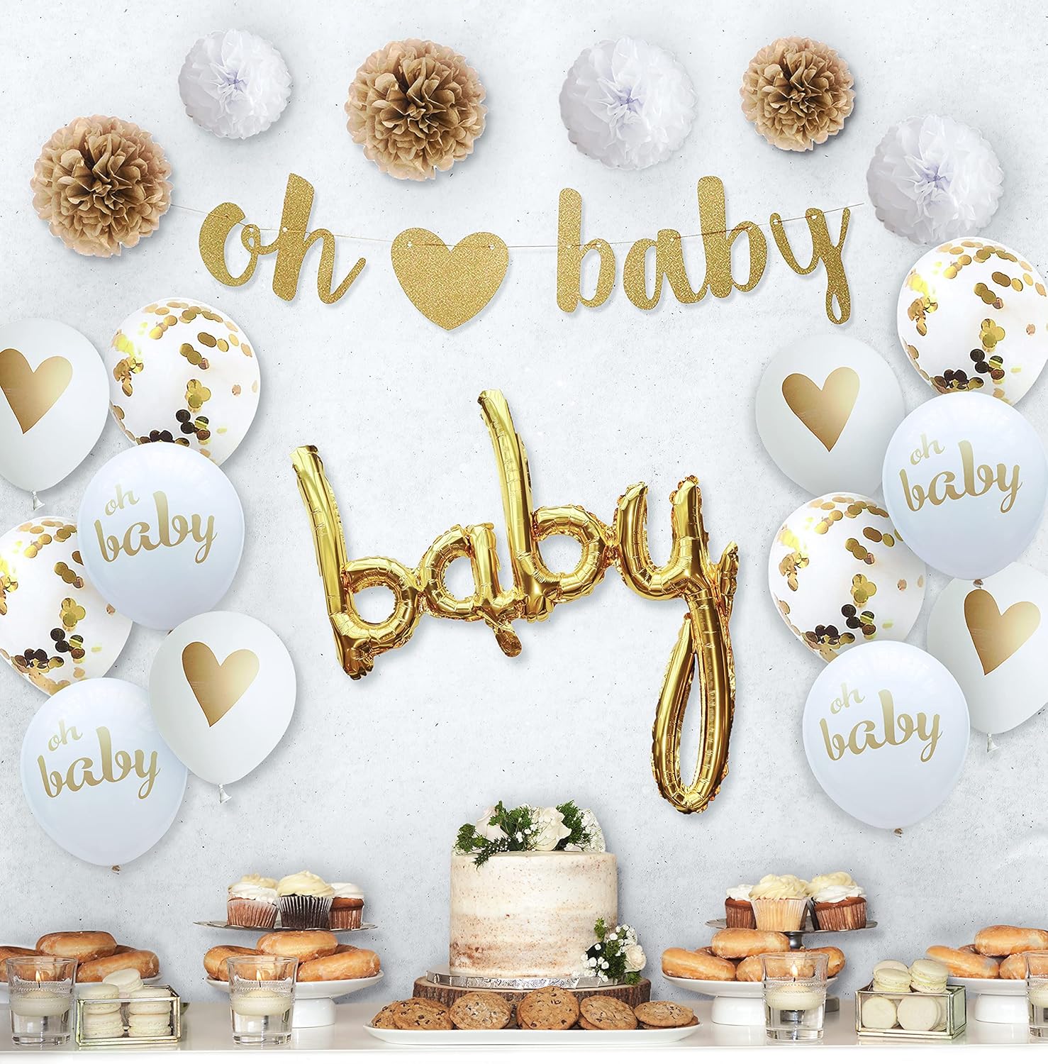 Glands Or Echarpe Mum To Be Oh Baby Shower Coeur Gateau Decoration Neutre Ballons Confettis Feuille Coeur Etoiles Banniere Welcome Baby Izoel Or Deco Fete Baby Shower Fille Garcon Ballon Decorations Cuisine