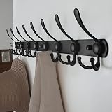 Dseap Coat Rack Wall Mount 74cm 8 Triple Hooks Stainless Steel Black view 2