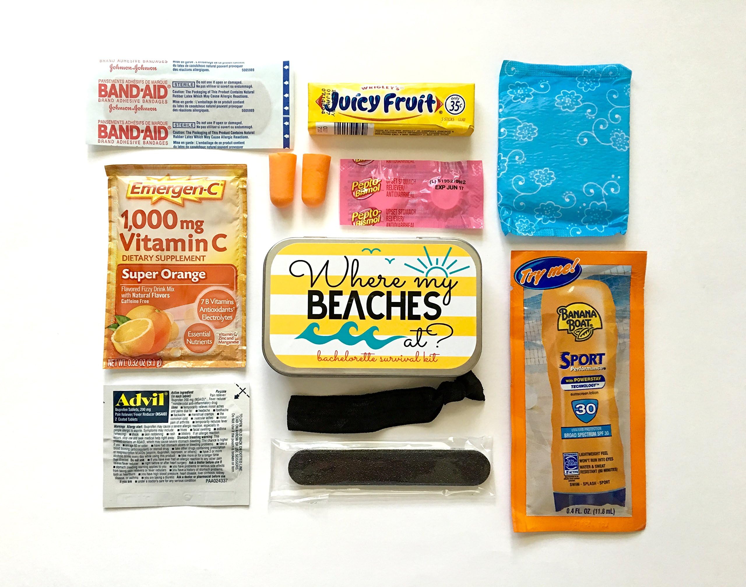 Complete Bachelorette Party Where My Beaches At Survival Kits - Filled Tins