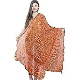 Exotic India Bandhani Tie-Dye Gharchola Dupatta from Jodhpur with Golden Thread Weave
