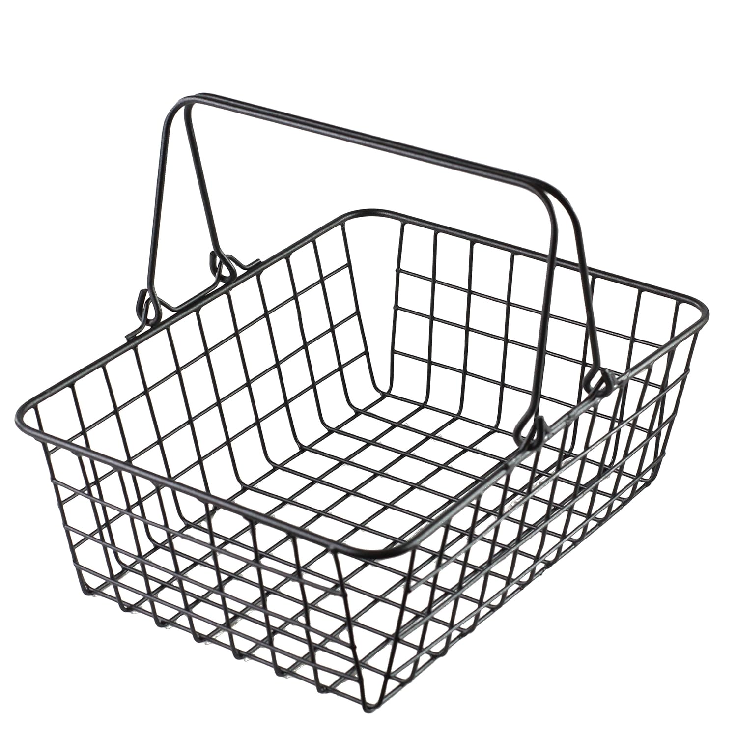Set of 3 Black Metal Shopping Baskets with Handles Black Iron Basket tillescenter Displayware