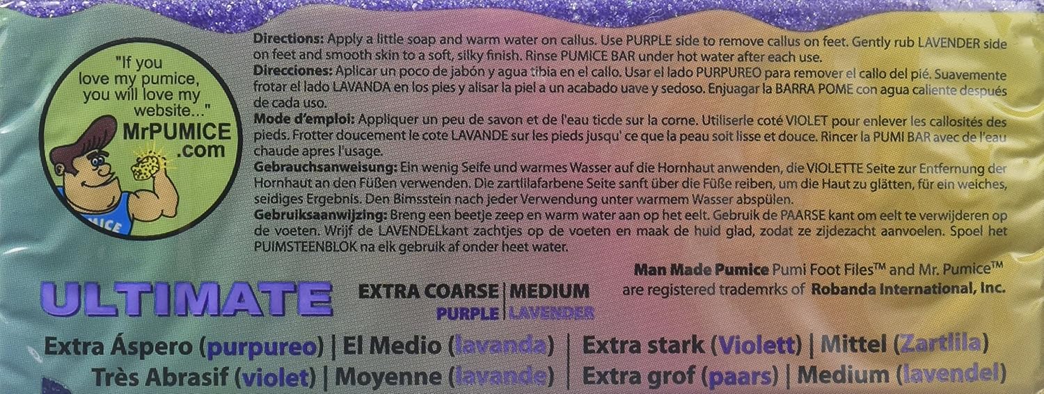 Mr. Pumice Ultimate Pumi Bar 2 in 1 (Coarse/Medium), Lavender/Purple, 1 piece: Health & Personal Care
