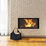 Relaxdays Black Imitation Leather Firewood Log Basket Holder with Handle view 2