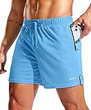 Pudolla Men's Workout Running Shorts with Zipper