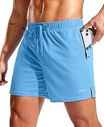 Pudolla Men's Workout Running Shorts with Zipper