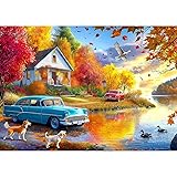 500 Piece Puzzles for Adults Autumn Lakeside House