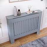 Vida Designs Chelsea Radiator Cover Grey Medium Modern Vertical Slat 82x111x19 view 3