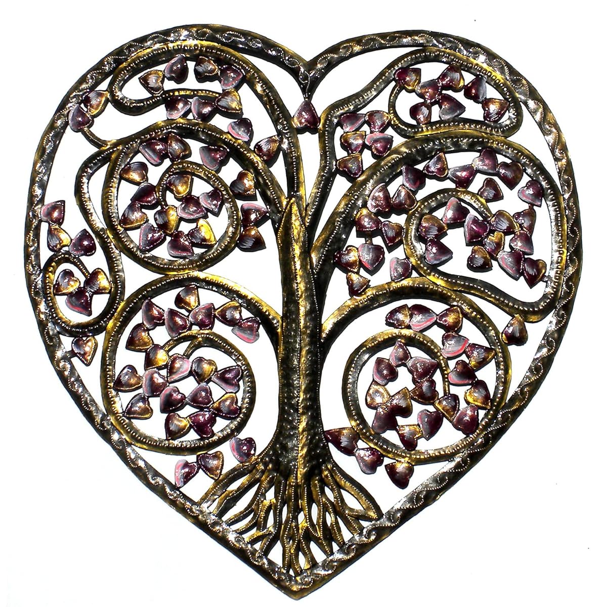 Global Crafts 24" Recycled HandPainted Haitian Metal Wall Art Tree of