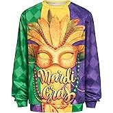 SightYoung Mardi Gras Sweatshirt for Men,Mardi Gras Outfit Men,Mardi Gras Sweatshirts