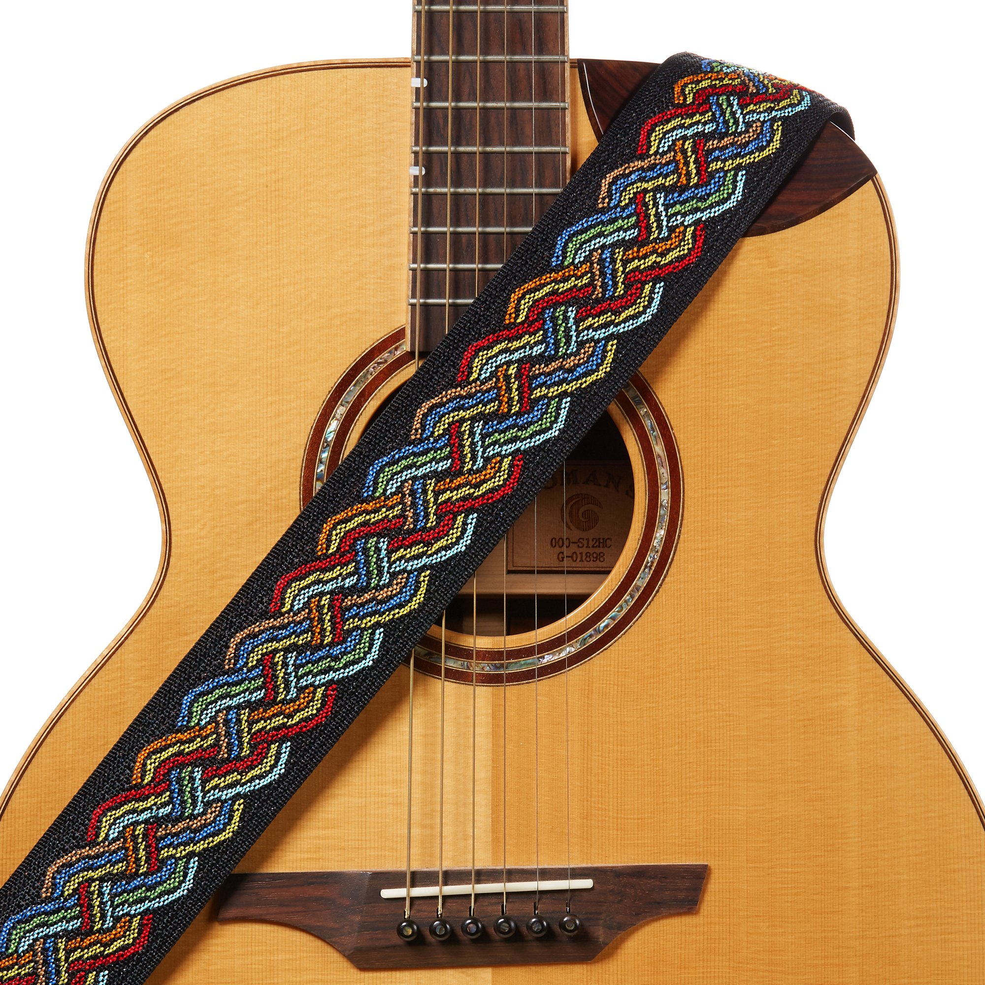 Amumu Celtic Knot Guitar Strap Multi-Color Polyester for Acoustic, Electric and Bass Guitars with Strap Blocks & Headstock Strap Tie, Celtic Knot, 6