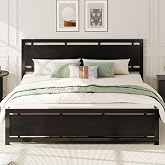 LIKIMIO King Size Bed Frame with Headboard and Footboard | Metal Strong Supports, Beautiful &amp; Durable, Easy Assembly, Noise-Free, No Box Spring Needed, Black