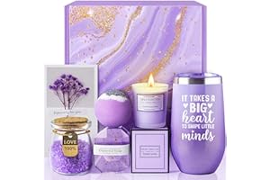 LE CADEAU Teacher Gifts for Women, Teacher Appreciation Gifts, Teacher Gifts for Easter Valentines Day Mothers Day Thanksgiving Christmas, Back to School Gift for Teacher - Unique Lavender Spa Basket Set