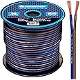 InstallGear 14 Gauge AWG 100ft Speaker Wire True Spec and Soft Touch Cable - Blue/Black (Great Use for Car Speakers Stereos, 
