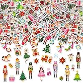JarThenaAMCS Christmas Nutcracker Foam Stickers Pink Xmas Cartoon Self-Adhesive Sticker Decals for DIY Art Crafts Winter Holiday Party Supplies, 300Pcs
