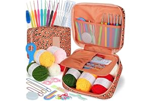 Coopay Crochet Kit Beginners Crochet Hook Set with Crochet Yarn,58PCS Portable Crochet Set Ergonomic Crochet Hooks Travel Knitting Crochet Supplies