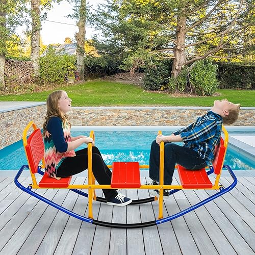 HONEY JOY Kids Seesaw Teeter Totter, 3-Person Heavy Duty Metal Playground  Equipment for Backyard, Indoor Outdo