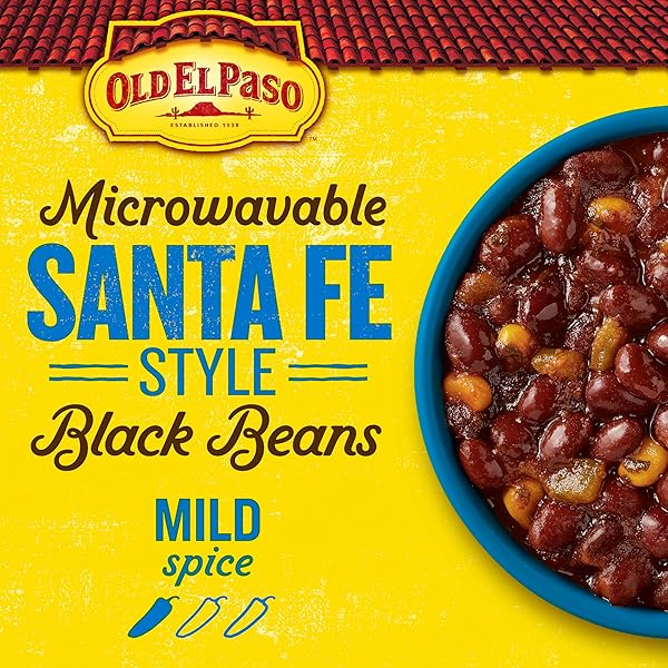 OLD EL PASO BLACK BEANS, SANTA FE STYLE, MICROWAVABLE POUCH, 8.8 OZ