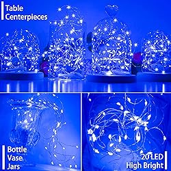 SunKite 16 Packs 20 LED Blue Fairy String Lights