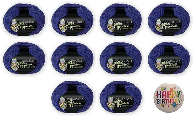 URBAN ROOTS 51 ROYAL: 10er-Set Wolke Hegenbarth: 10 x 50g 97% Wolle Merino, 3% Polyamid + Button HAPPY BIRTHDAY