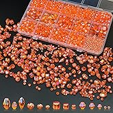 Laopottbeads 1500 Pcs Crystal Glass Beads for Jewelry Making – 12 Styles Bicone, Rondelle, Cube, Teardrop & 3mm Spacer Beads, DIY Bracelet Necklace Earring Craft Kit Random Colors(Orange)