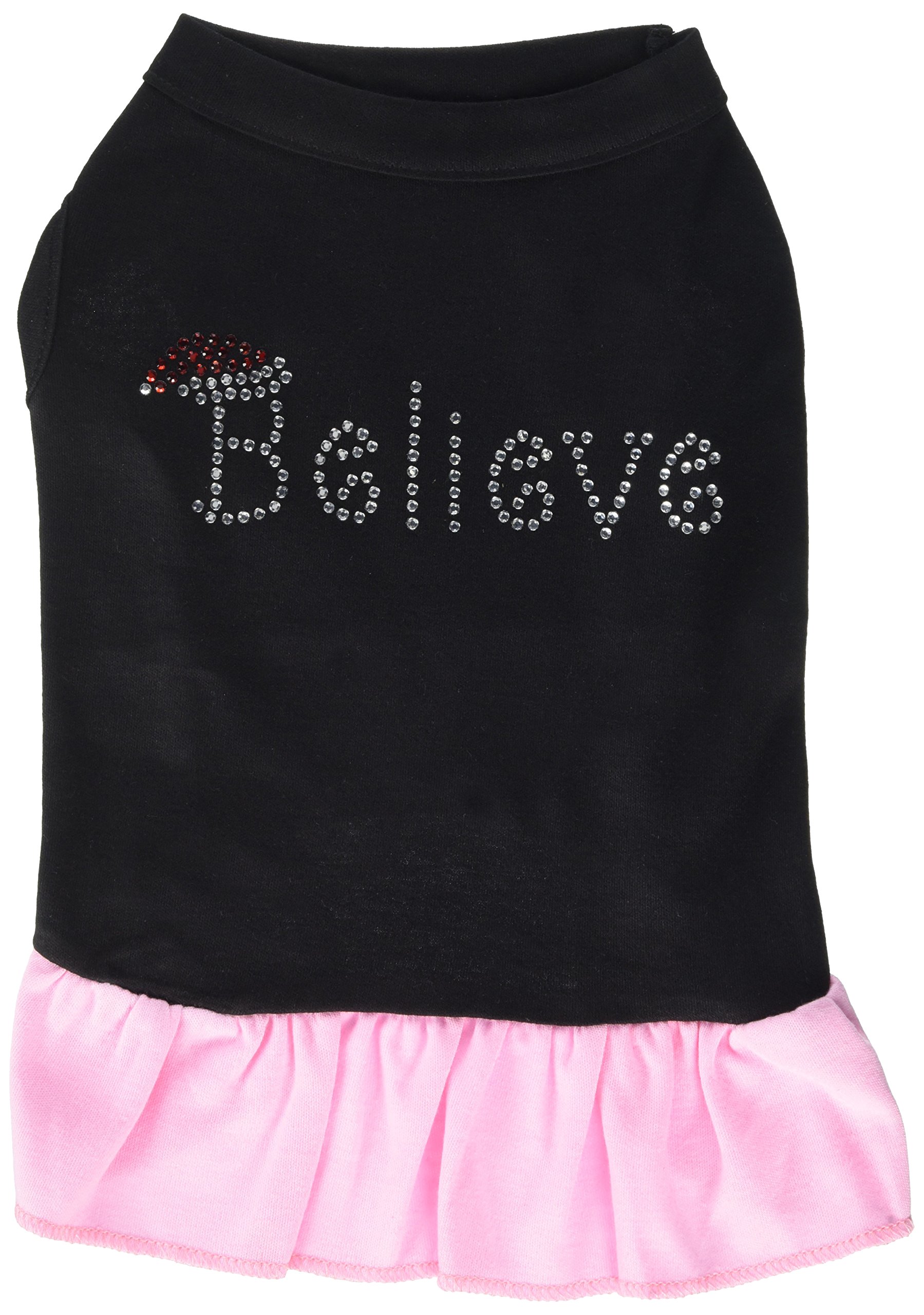 Mirage Believe Rhinestone Pet Dress, 20-inch, Black/Pink
