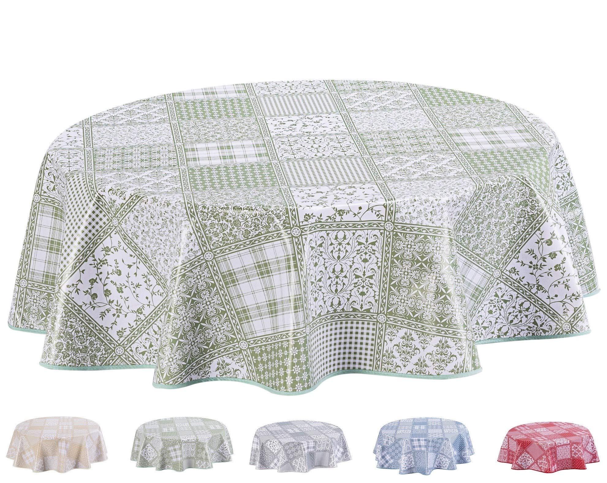 Home Direct Round Oilcloth PVC Wipe Clean Tablecloth Table Cover 140cm 55" Sage Green