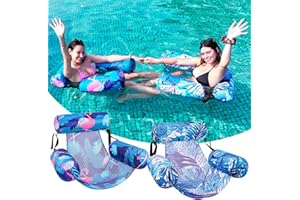 HAPPY APLENTY Inflatable Pool Float Chair - 2 Pack Pool Floats Adult Heavy Duty, Water Floating Lounge Chairs, Blow up Floaties Adults for Summer Fun Party Lake Beach