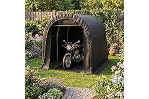 MELLCOM 6' x 8' Outdoor Storage Shed,Motorcycle Tent, Heavy Duty Portable Carport with Galvanized Steel Frame & Waterproof Co