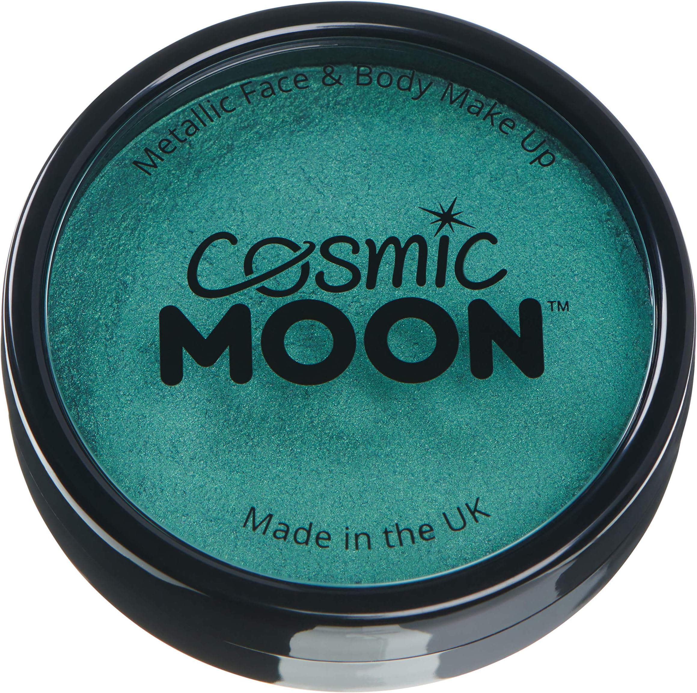 Metallic Pro Face & Body Paint Cake Pots by Cosmic Moon - Green - Professional Water Based Face Paint Makeup for Adults, Kids - 36g