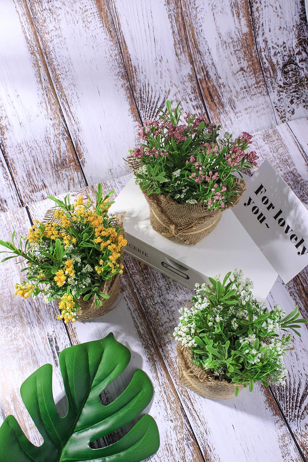 Amazon Com Begondis Set Of 3 Artificial Flowers With Flax Bag Fake Silk Flowers Arrangement For Home Office Restaurant Party Table Centerpieces Windowsill Decoration For Mother Birthday Valentine S Day Home Kitchen