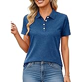 MAGCOMSEN Women's Polo Shirts Short Sleeve Quick Dry Golf T-Shirts Collared Golf Tops for Work Casual 4 Buttons