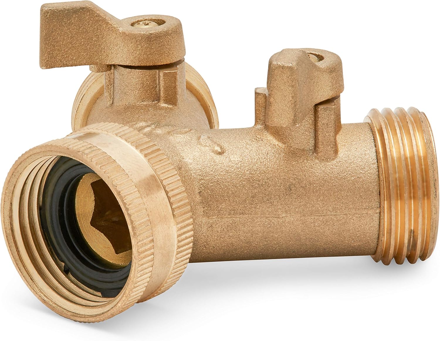 Morvat Heavy Duty Brass Garden Hose Connector Tap Splitter (2 Way) – New and Improved - Outlet Splitter, Hose Splitter, Hose Spigot Adapter with 2 Valves, Plus 2 Extra Rubber Washers: Garden & Outdoor