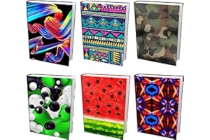 EUCATUS BEST PRODUCTS & GIFTS Easy Apply, Reusable Book Covers 6 Pk. Best Jumbo 9x11 Textbook Jacket for Back to School. Stretchable to Fit Most Medium Hardcover Books. Perfect Fun, Washable Designs for Girls, Boys, Kids and Teens
