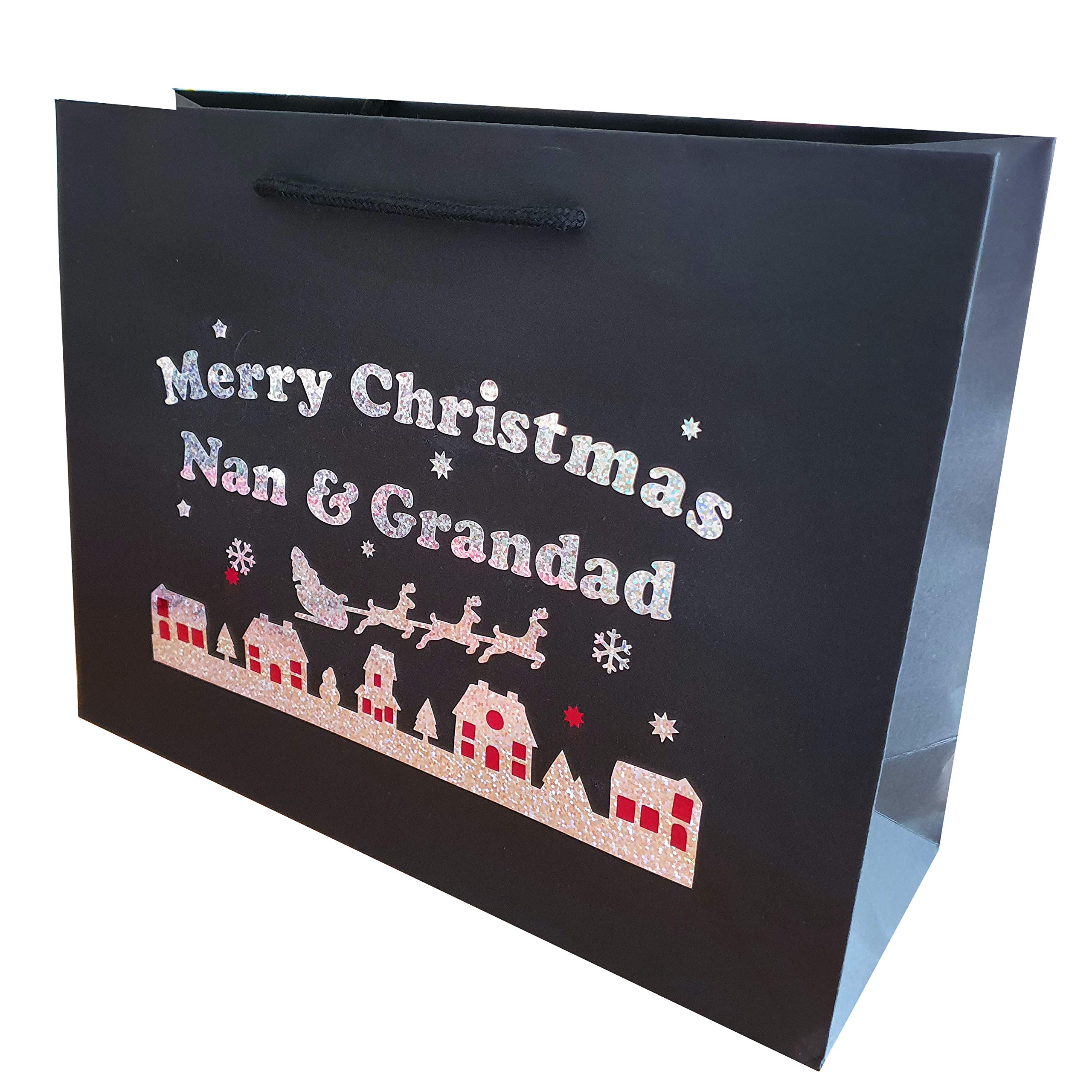 Large Nan and Grandad Christmas Holographic Gift Bags Wrap