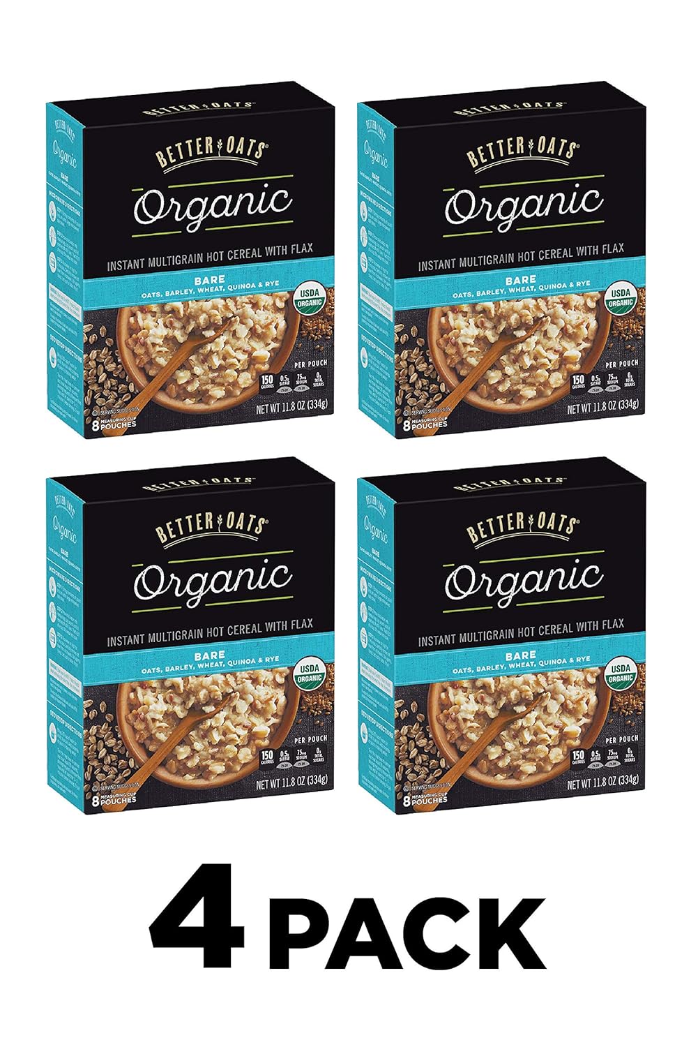 Better Oats Organic Instant Hot Oatmeal Packets With Flax