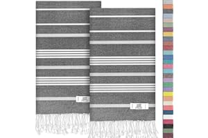 EPHESUS TOWELS Hand Towels - Set of 2 | 18" x 30" - Decorative Turkish Hand Towel for Bathroom, Kitchen, Guest, Face, Hair, Tea, Dishcloth (Sultan, Anthracite)