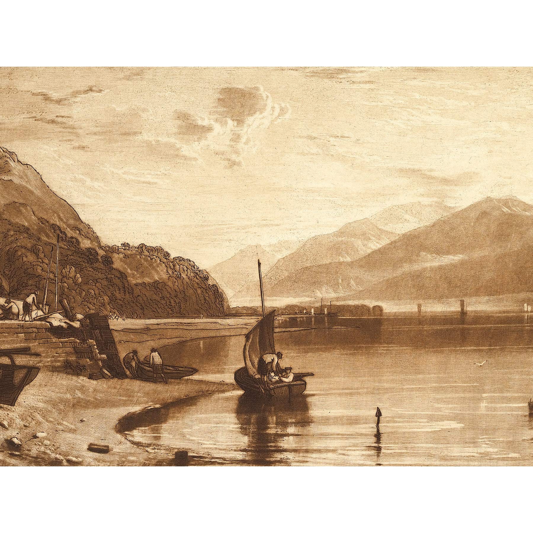 Artery8 Turner Inverary Pier Loch Fyne Morning Engraving Premium Wall Art Canvas Print 18X24 Inch