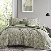 MaiRêve Queen Comforter Set Olive Green, Crinkle Textured Design Bedding Set 7 Pieces Bed in A Bag, All Season Farmhouse Comforter Set with Sheets, Pillowcases & Shams