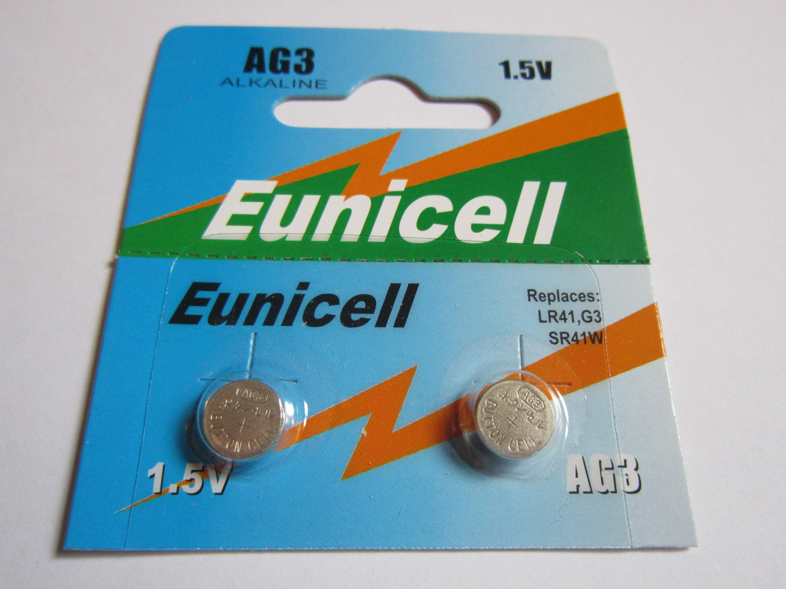 2 x Eunicell AG3 / LR41 / G3 / SR41W 1.5v Alkaline Cell Battery Batteries NEW