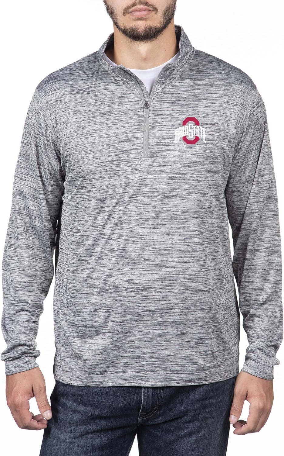 Top of the World Men's Dark Heather Space Dyed Poly Quarter Zip Pullover : Clothing