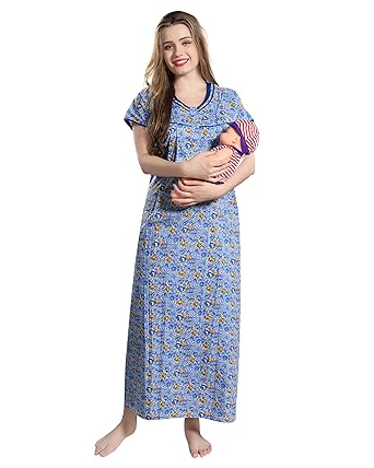AV2 Women Printed Feeding/Nursing/Maternity Nighty 1189