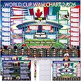 World Cup Schedule Poster 2026 & Final Round 48-Team Collection Showcase,2Pcs Folded Poster&Handwritten Ballpoint Pen,Football Wall chart Tournament Schedule and Team Info Chart Gifts for Soccer Fans