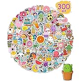 300 Pcs/Pack Water Bottle Stickers for Kids, Cute Vinyl Waterproof Stickers | Party Favors for Girls Teens, Back to School Supplies Gifts, Classroom Prizes, Goodie Bag Stuffers, Teacher Classroom Supplie
