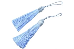 MAKHRY 20pcs 15.5cm/6 Inch Silky Floss bookmark Tassels with 2-Inch Cord Loop and Small Chinese Knot for Jewelry Making, Souvenir, Bookmarks, DIY Craft Accessory (Sky Blue)