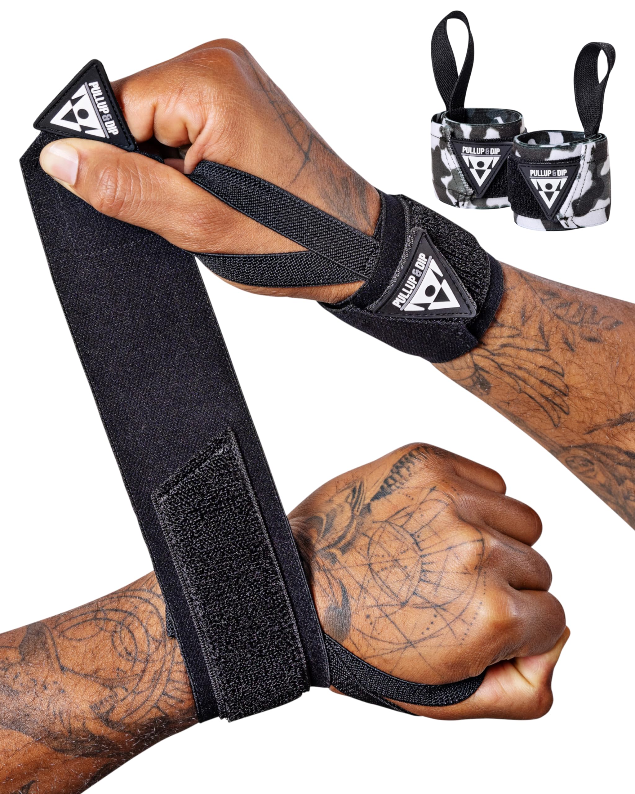 PULLUP & DIP Wrist Wraps, Professional Wrist Support for Weightlifting, Calisthenics, Crossfit (Pullup & Dip Branding)