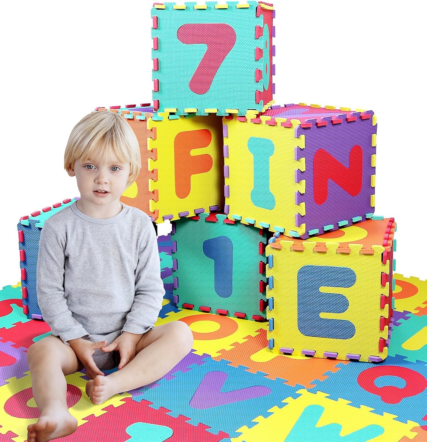Click N' Play, Alphabet and Numbers Foam Puzzle Play Mat, 36 Tiles (Each Tile Measures 12 X 12 Inch for a Total Coverage of 36 Square Feet): Toys & Games