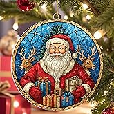 2025 Christmas Tree Fun Santa Claus Decorations, Stained Glass Christmas Ornaments 2025, Funny Santa Ornaments for Christmas Tree, Santa Claus for The Tree Decoration